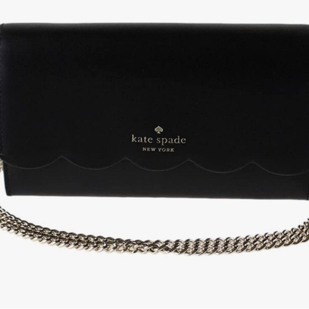 ♠️NWT Kate Spade Gemma Scalloped Smooth Leather Gemma Crossbody Bag, Color Black - Picture 10 of 11